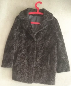 Stylish Vintage ASTRAKA Women Faux Fur Brown Lined Jacket Coat UK 12 Cosy - Picture 1 of 12