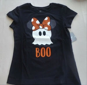 GIRLS SIZE XS 4 MINNIE MOUSE "BOO" HALLOWEEN TEE SHIRT NWT - Picture 1 of 3
