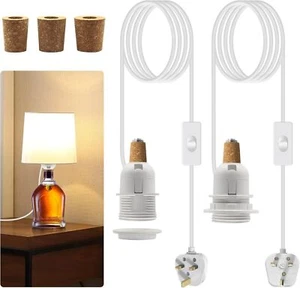 Bottle Lamp Kits, 2 Pack Bottle Lamp Adaptor Kit, Lamp Kits Do it Yourself, E27 - Picture 1 of 10