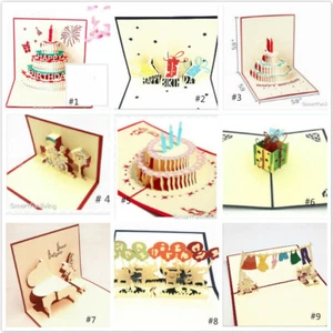 3D Pop up Greeting Happy Birthday Cards Anniversary Wedding Card Postcard Gift - Picture 1 of 38