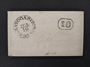 New York: Saratoga Springs ca. Briefmarkenloser Brief von 1852 Cross Border to Canada - Bild 1 von 2