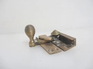 Victorian Brass Sash Window Latch Lock Fastener Catch Old Antique Beehive Reeded - Picture 1 of 12