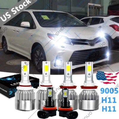 Para Toyota Sienna Combo 2011-2019 6x faros LED luces altas bajas y antiniebla Foto 1 de 4