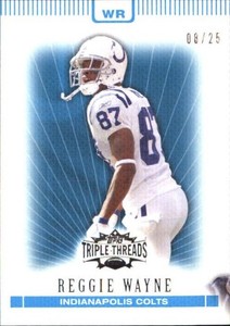 2007 Topps Triple Threads Sapphire Colts Football Card #58 Reggie Wayne /25