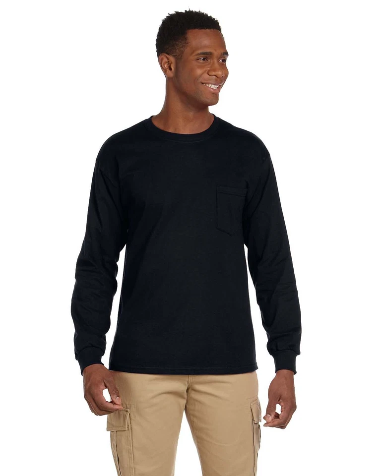 Gildan Adult Ultra Cotton Long Sleeve Pocket Stylish T Shirt Casual T-Shirt G241 - Image 1 of 1