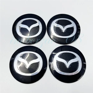 Schwarz 4x 56mm Aufkleber Felgendeckel Nabenkappen Alufelgen Stickers Für Mazda - Bild 1 von 3