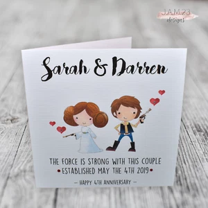 Personalised Wedding Anniversary Card - The Force Is Strong With This Couple - Picture 1 of 9