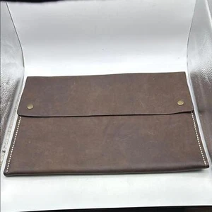 Haiti Made Brown Leather Mens Messenger Portfolio Document Majik Laptop Sleeve - Afbeelding 1 van 15