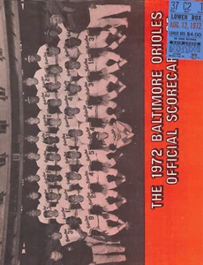 1972 Baltimore Orioles offizielle Baseball-Scorekarte (36 Seiten) - Bild 1 von 2