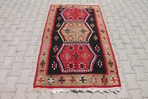 4x6 ft Handmade Vintage Turkish Rug, Red and Brown Wool Bohemian Anatolian Decor - Picture 1 of 10
