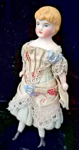 Antique Dollhouse Girl 1:12 Scale - Orig Hand-made Clothing - 4-3/4" - Stand Inc - Picture 1 of 15