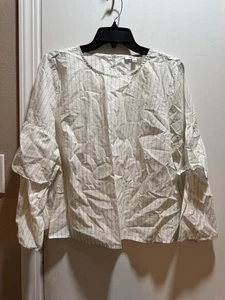 NWT Madewell Tiered-Sleeve Striped Blouse inSize Large - Picture 1 of 7