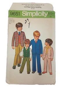 Simplicity 9651  Sewing Pattern Boys Suit 1971    Size 2  Envelope Damage - Picture 1 of 7