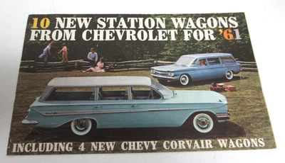 Chevrolet 1961 vintage tamaño completo y folleto de vagones de estación Corvair Foto 1 de 3