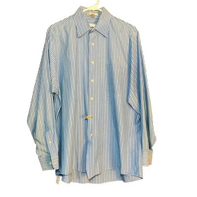 Geoffrey Beene Shirt Men Large Blue Stripe Long Sleeve Button Up - Image 1 of 4