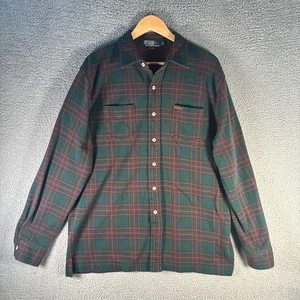 Polo de Ralph Lauren Para Hombre XL Camisa Abotonada a Cuadros Verde Rojo Franela Tartán - Imagen 1 de 7