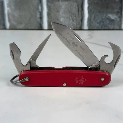 Винтажный Imperial бойскаутов 4 лезвия красный карманный нож оригинальный США - Изображение 1 из 4