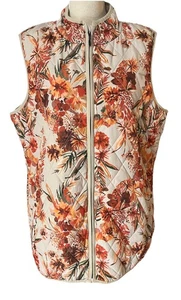 Coldwater Creek Damen XL Herbst Blumendruck Steppweste Reißverschluss Fronttaschen gebraucht, in einwandfreiem Zustand - Bild 1 von 12