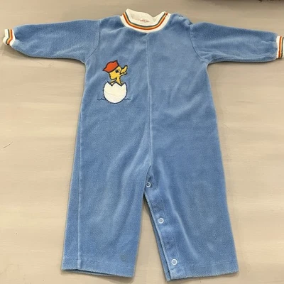 Mameluco vintage Healthtex terciopelo talla 24 meses apliques de pato EE. UU. MCM niños Foto 1 de 4