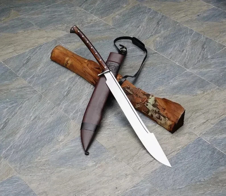 Espada vikinga de acero al carbono forjada a mano espada de caza medieval con funda Foto 1 de 4