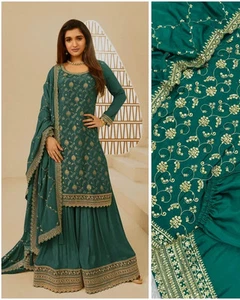 Exquisite 3-Piece Chinon Silk Kurti, Plazzo & Dupatta Set - Picture 1 of 7