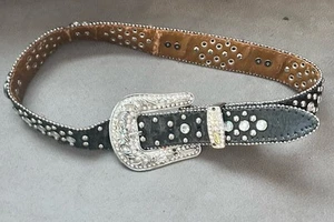 Vintage Youth Rhinestone Belt W Heart -Fits 19.5-23.5” Waist Flawed make offer - Picture 1 of 5