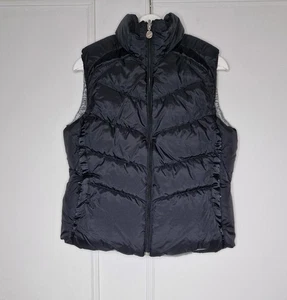 Nike Reversible Puffer Gilet Large Black Silver Down Feather Y2K Streetwear Vest - Picture 1 of 14