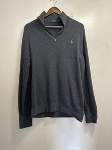 POLO RALPH LAUREN Mens Classic Preppy Estate-Rib Quarter-Zip Pullover Sweater M - Picture 1 of 15