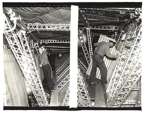 Doppelsicht Foto Matrosen auf Laufsteg - USS Akron Luftschiff - 1933 Bundesanhörung - Bild 1 von 1