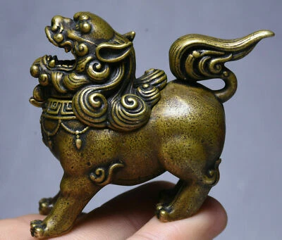Antiguo incensario quemador de incienso león guardián perro foo fu cobre chino antiguo de 6 cm Foto 1 de 4