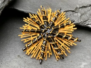 Unique Rare Kenneth Lane Gold and Onyx Lacquer Burst Brooch/Pin - Picture 1 of 3