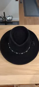 HENSCHEL SUEDE BLACK LEATHER WESTERN DUDE DAKOTA HAT EXCELLENT CONDITION - Picture 1 of 3