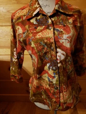 L@@k!!! Chaqueta Kaktus Art To Wear Abstracta Para Mujer Abotonada Talla Mediana  Foto 1 de 4