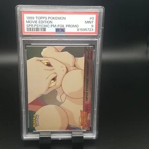 PSA 9 MINT Pokemon Super Psychic Mewtwo 0 Movie Topps Foil Promo Graded Card - Picture 1 of 6