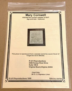 Riproduzioni R & R ""Mary Cornwell"" modello campionatore punto croce - Foto 1 di 2
