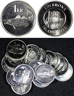 Islandia 1999 1 corona magnética UNC/BU 21,5 mm KM# 27a selección aleatoria (1 moneda) Foto 1 de 4