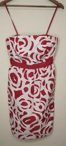 Antonio Melani Women's Red White Patterned Cocktail Strapless Short Dress Sz 2 - Picture 1 of 16