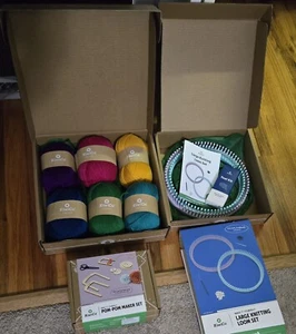 3 KiwiCo Kiwi Co Boxes: Large Loom Knitting, Jewel Yarn & Pom Pom Maker Kit Sets - Picture 1 of 16