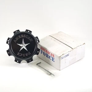 New AFX307 American Force Gloss Black 8 Lug Wheel Rim Center Cap 2 1/2" Tall - Picture 1 of 8