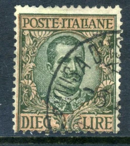 Italy 1910 Definitive 10 Lire Green & Orange Scott #114 VFU B458 - Picture 1 of 5