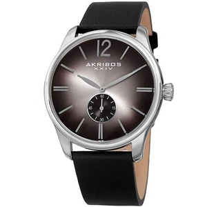 Reloj con correa de cuero negro genuino de segundos pequeños Akribos XXIV AK916SSB para hombre - Imagen 1 de 4
