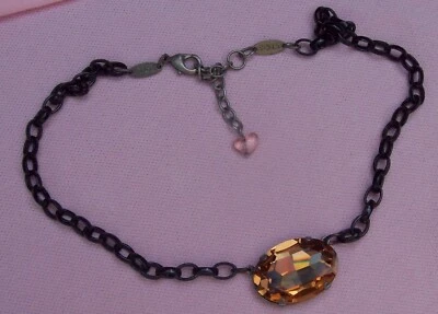 Collar Gargantilla Colgante Vintage Sabika S15 Antiguo Negro Grande Topacio Cristal 19 Foto 1 de 4