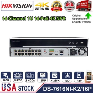 Original Hikvision 4K 16CH 16POE CCTV NVR DS-7616NI-K2/16P for Camera System Kit