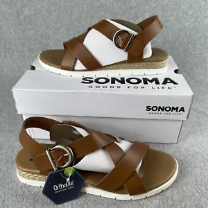 Sonoma Wedge Sandals Womens Size 9 Espadrille Strappy Flats Beach Summer - Picture 1 of 6