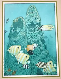 1975 Japanischer Farbholzschnitt Meeresfische von Toshi Yoshida (1911-1995) (FeH) - Bild 1 von 15
