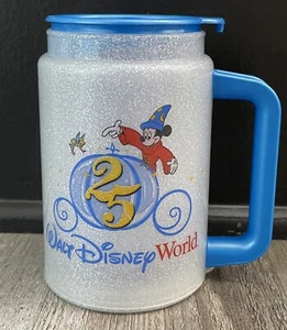 Vtg Walt Disney World 25th Anniversary Mickey Mouse Fantasia Thermal Mug  - Picture 1 of 7