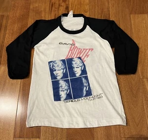 RARE Vintage David Bowie 1983 Serious Moonlight Tour Tee mens L 3/4 sleeve 80s - Picture 1 of 4