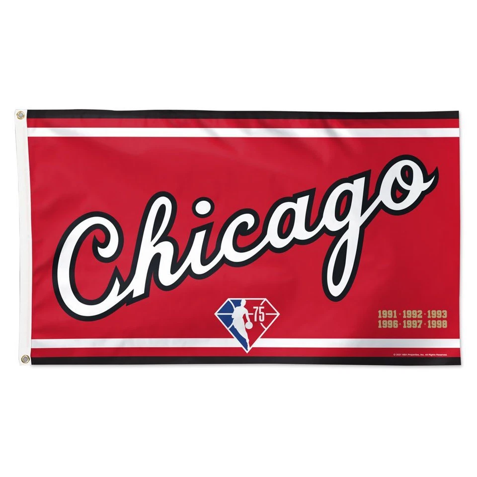 CHICAGO BULLS NBA 75TH ANNIVERSARY 3'X5' DELUXE FLAG NEW WINCRAFT 👀 - Image 1 of 1