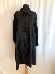Kedem Sasson minimalistisches Kleid schwarz gestreiftes Leinen - Größe Large übergroß - Bild 1 von 5