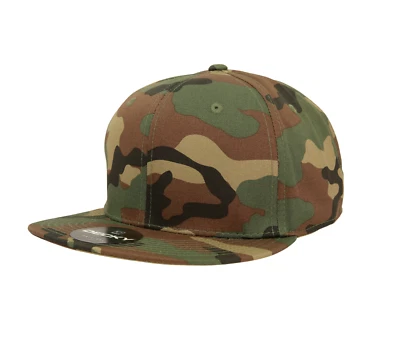 Woodland Forest Camo Fitted Flat Bill Camouflage Baseball Ball Cap Hat - 9 SIZES - Image 1 of 4